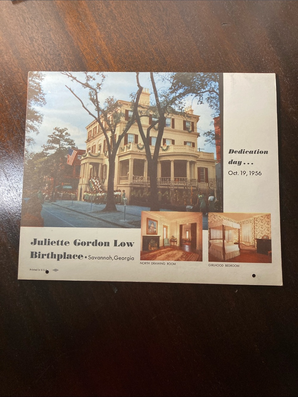 Juliette Gordon Low Birthplace Souvenir GIRL SCOUTS CALENDAR 1958 VNTG